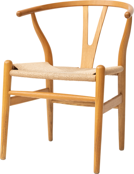 Wishbone chair png mockup in natural wood